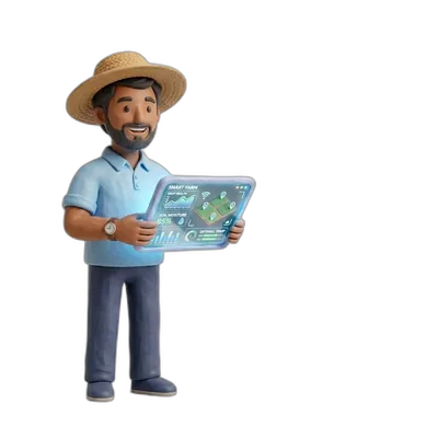 Farmer looking at dashboard